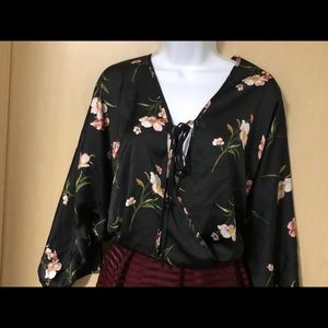 Floral tie front top